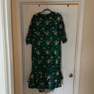 Floral Green Dress with Ruffle Hem